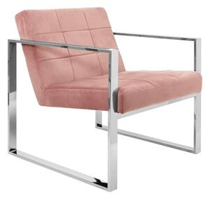 Sceptrum Velvet Lounge Chair With Steel Frame In Pink