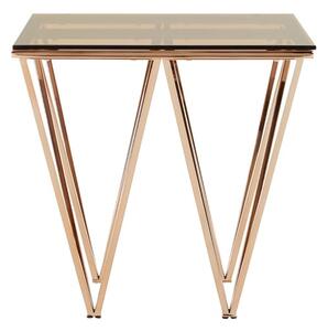 Alluras Square End Table In Champagne With Triangular Base