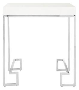 Alluras End Table In Chrome With High Gloss White Top