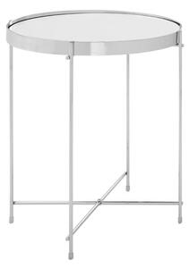 Alluras Round Small Black Glass Dining Table In Silver Frame