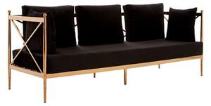 Kurhah Black Velvet 3 Seater Sofa With Rose Gold Lattice Frame