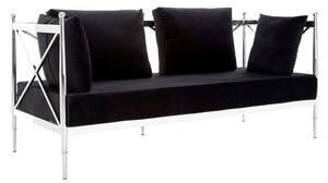 Kurhah Black Velvet 2 Seater Sofa With Silver Lattice Frame