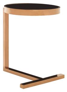 Kurhah Black Glass Side Table With Rose Gold T-Shaped Base