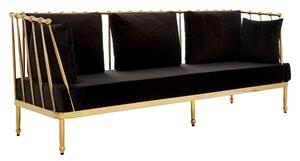 Kurhah Black Velvet 3 Seater Sofa With Gold Tapered Frame