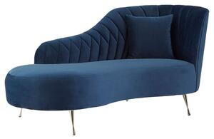 Minelauva Velvet Right Arm Lounge Chaise Chair In Dark Blue