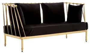 Kurhah Black Velvet 2 Seater Sofa With Gold Tapered Frame