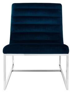 Sceptrum Curved Velvet Lounge Chair With Steel Frame In Blue