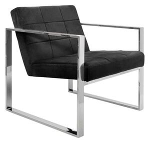 Sceptrum Velvet Lounge Chair With Steel Frame In Black