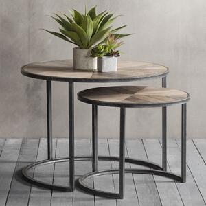 Daugla Wooden Nesting Coffee Tables With Metal Base In Natural