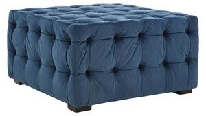 Poerava Upholstered Velvet Footstool In Midnight Blue