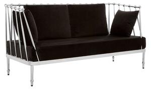 Kurhah Black Velvet 2 Seater Sofa With Silver Tapered Frame