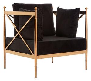 Kurhah Black Velvet Armchair With Rose Gold Lattice Frame