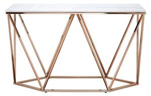 Alluras White Marble Console Table With Champagne Gold Frame