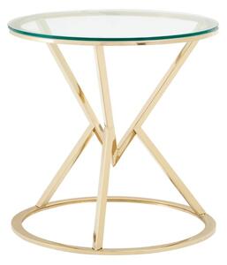 Alluras Glass Corseted Round End Table In Champagne