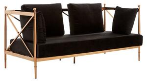 Kurhah Black Velvet 2 Seater Sofa With Rose Gold Lattice Frame