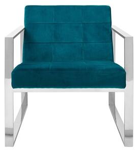 Sceptrum Velvet Lounge Chair With Steel Frame In Teal