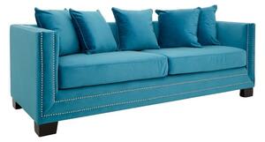 Pipirima Upholstered Velvet 3 Seater Sofa In Cyan Blue