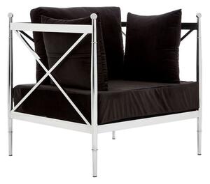 Kurhah Black Velvet Armchair With Silver Lattice Frame