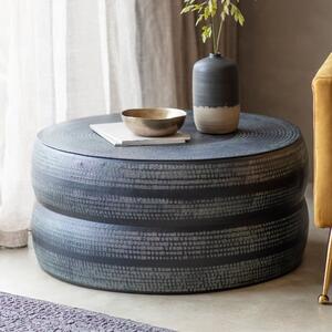 Roseville Round Metal Coffee Table In Antique Charcoal