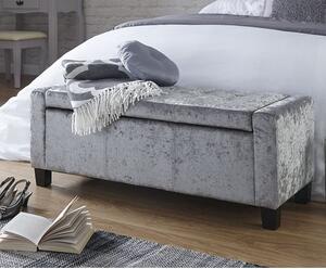 Ventnor Crushed Velvet Ottoman Storage Blanket Box In Grey