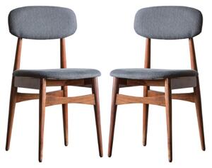 Barcela Dark Wooden Dining Chairs With Grey Seat In A Pair