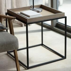 Fardon Wooden Side Table With Metal Frame In Grey Wash