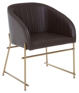 Bunda Faux Leather Dining Chair With Brass Frame In Brown