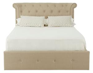 Cujam Fabric Storage Ottoman Double Bed In Beige