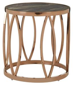 Saclateni Black Marble Top Side Table With Rose Gold Frame