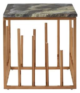 Saclateni Black Faux Marble Side Table With Rose Gold Frame