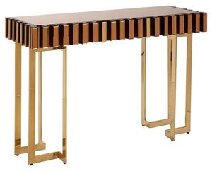 Montuno Mirrored Console Table With Gold Stainless Steel Frame