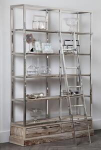 Mintaka Wooden Display Unit With Ladder In Natural And Silver