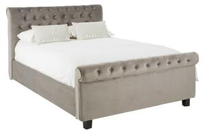 Lionrock Velvet Storage Ottoman King Size Bed In Steel Grey