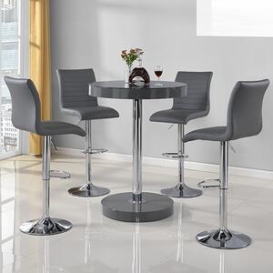 Havana Grey Gloss Bar Table With 4 Ripple Grey Stools