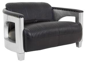 Sadalmelik Upholstered Leather 2 Seater Sofa In Black