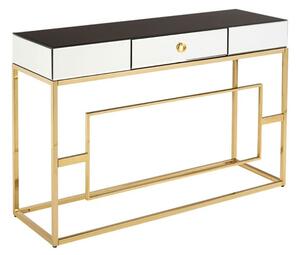 Miasma Black Mirrored Console Table With Gold Steel Base