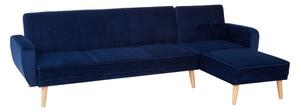 Porrima Upholstered Velvet 3 Seater Sofa Bed In Navy Blue