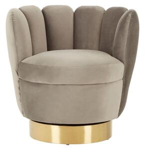 Bealie Velvet Bedroom Chair With Gold Base In Grey