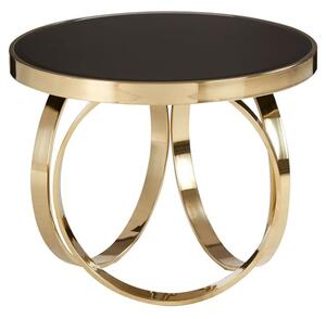 Meleph 60cm Round Black Glass Top Coffee Table With Gold Frame