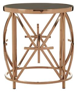 Saclateni Round Black Glass Top Side Table With Rose Gold Frame