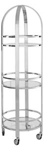 Markeb Glass 3 Shelves Drinks Trolley With Silver Steel Frame