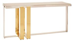 Cervantes Frosted Glass Top Console Table With Gold Metal Base