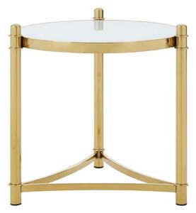 Saclateni Round White Glass Top Side Table With Gold Frame