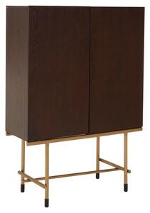 Bunda Wooden Wine Cabinet With Brass Frame In Walnut