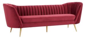 Binkai Upholstered Velvet 3 Seater Sofa In Wine