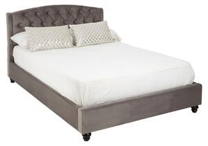 Flegetonte Velvet Double Bed In Brushed Steel