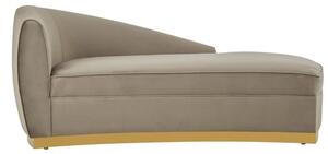 Batoz Left Arm Velvet Lounge Chaise With Gold Base In Grey