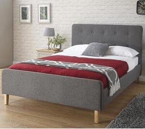 Alkham Fabric Double Bed In Grey