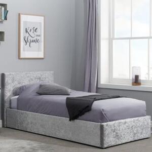 Berlins Fabric Ottoman Single Bed In Steel Crushed Velvet