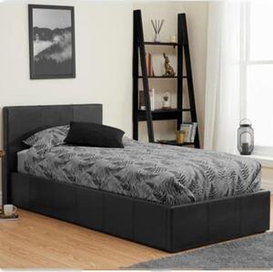 Berlins Faux Leather Ottoman Single Bed In Black